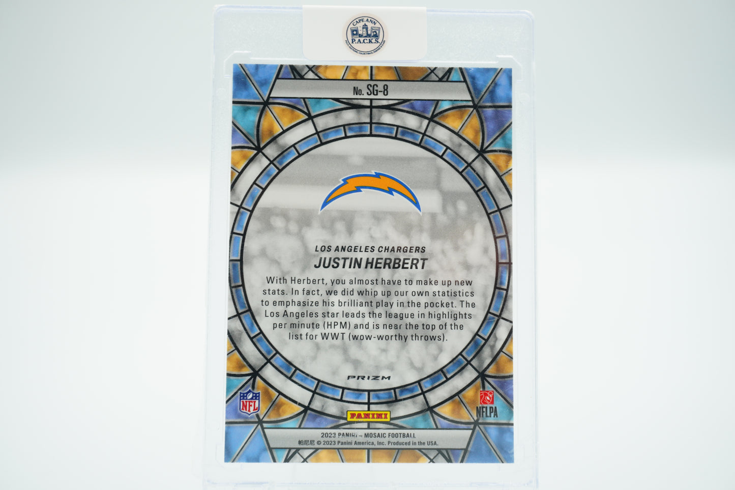 2023 Football Panini Mosaic Justin Herbert #SG-8 Stained Glass!!