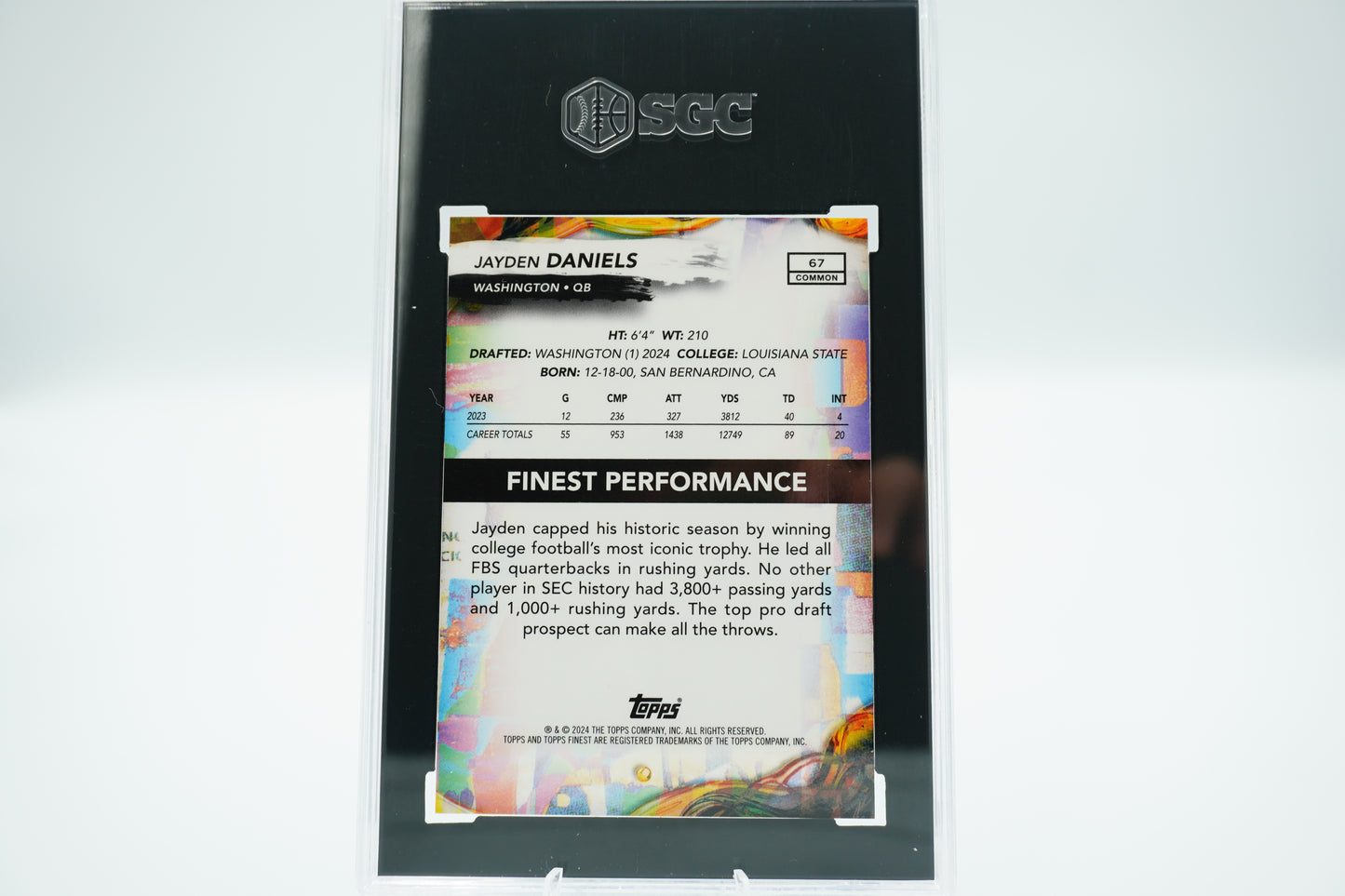2024 Finest Jayden Daniels Oil Spill Refractor /20 SGC 9.5