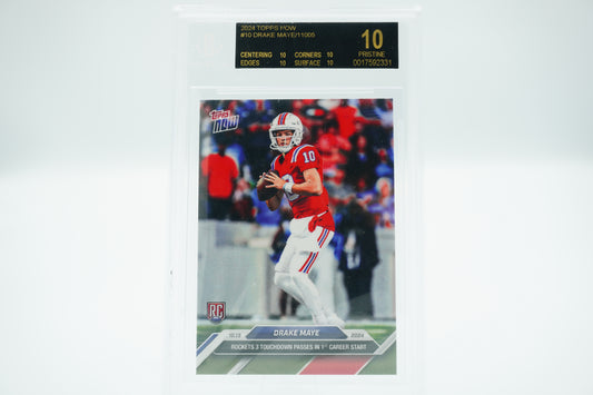 2024 Football Topps Now Drake Maye Beckett Pristine 10 Rookie Card