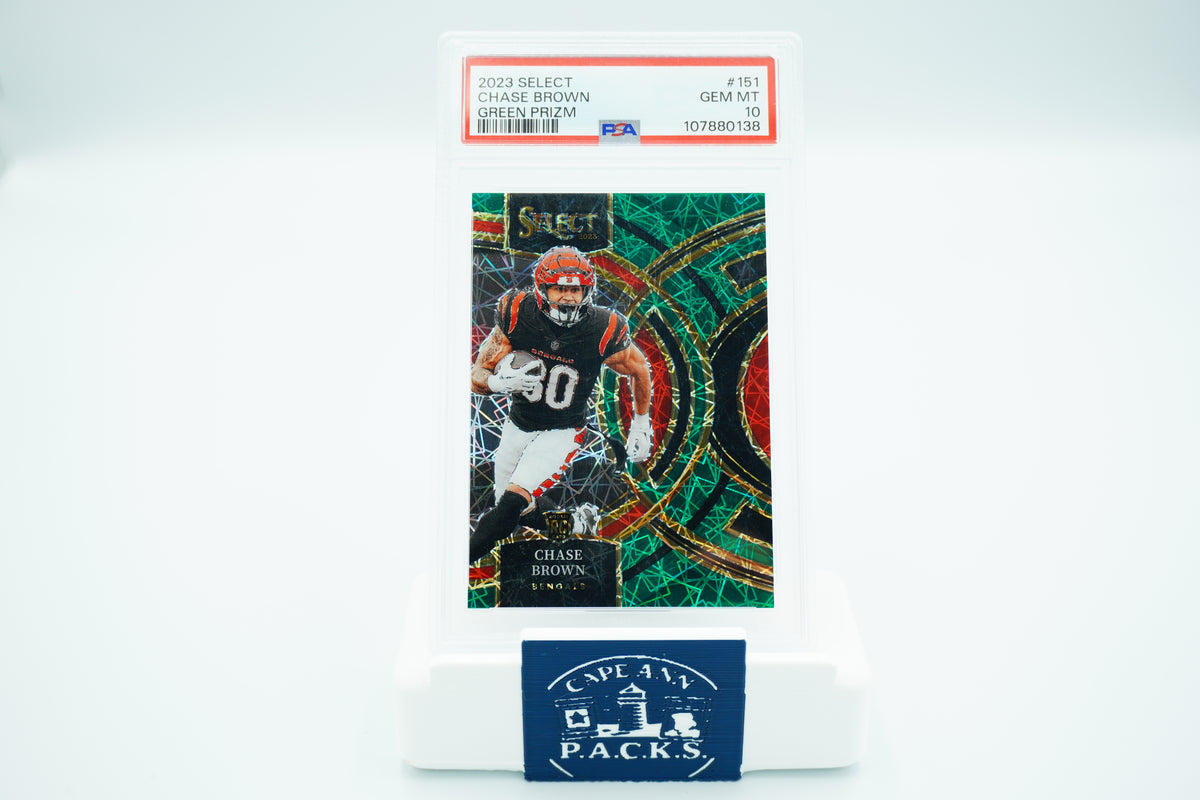 2023 Football Select Chase Brown 151 Green Prizm /5 PSA 10